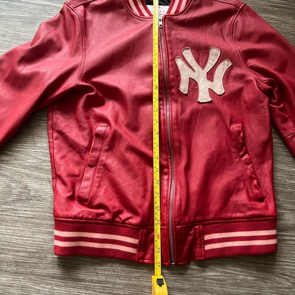 Supreme NewYork Yankees 47 brand LEATHER VARSITY JACKET 2015SS RED MLB M RARE - Picture 7 of 10